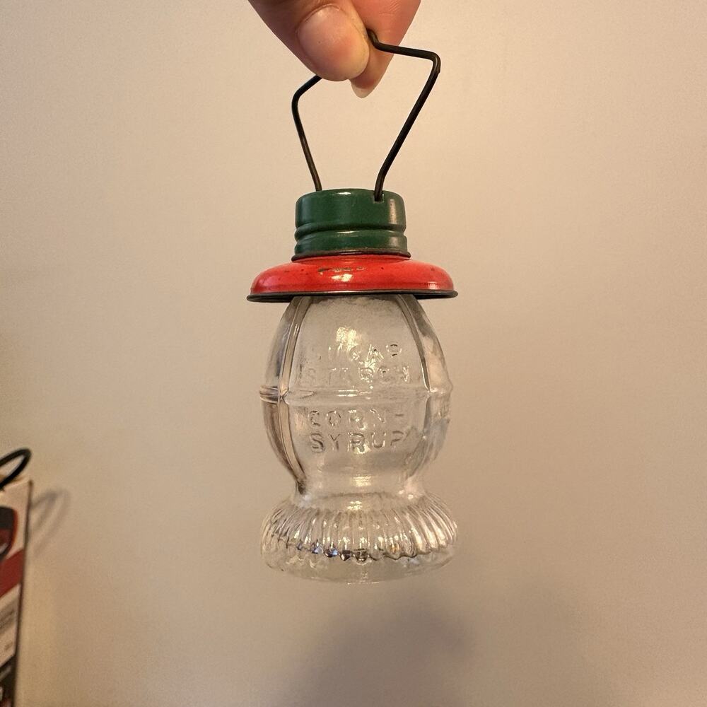Stough 1/4 OZ Railroad Lantern - Vtg Glass & Metal Candy Bottle